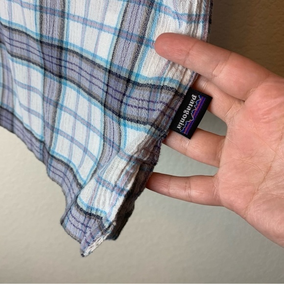 Patagonia Mens blue white plaid A/C button shirt organic cotton XL - Picture 2 of 7